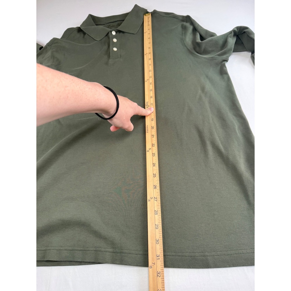Luster‎ Soft Supima Cotton Long Sleeve Polo Shirt Olive Green Mens 2XT - Picture 5 of 8
